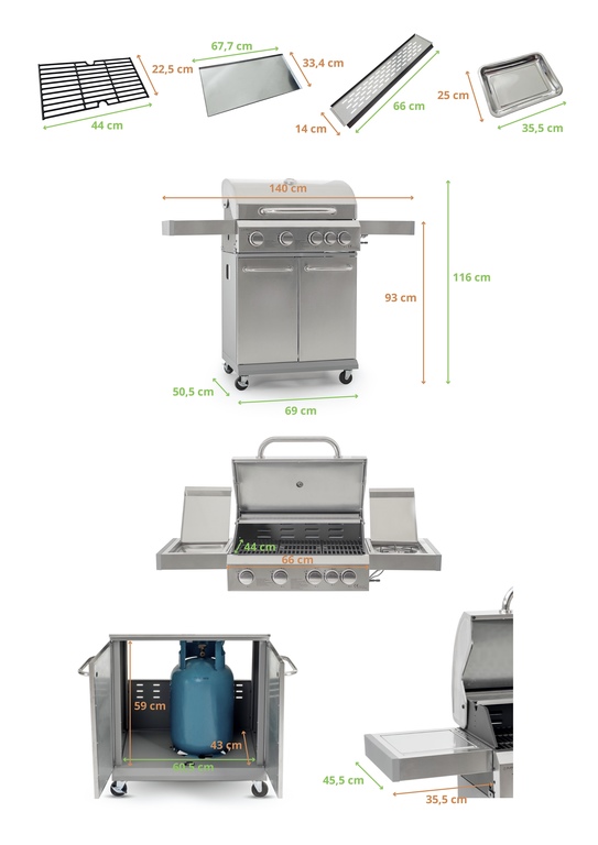 Grill Gazowy Nierdzewny Paul 4 1 PREMIUM Ruszt Żeliwny 18 8 KW 1 699