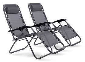 Komplet  2szt Leżak Plażowy Ogrodowy Składany Zero Gravity Antracyt