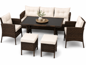 Zestaw Mebli ogrodowych Costa Corciano Sofa 3 osobowa 2 fotele i stolik komplet mebli