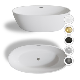 Wanna Reykjavik 175 x 100 cm wolnostojąca Akrylowa biała system przelewowy