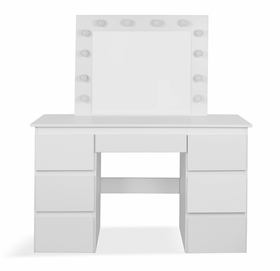 Toaletka z lustrem kosmetyczka 12 LED 7 szuflad zimny biały