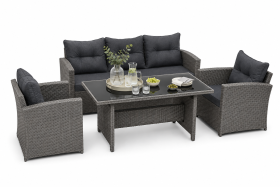 Zestaw Mebli ogrodowych Big Sofa Corciano Sofa 3 osobowa 2 fotele i stolik komplet mebli