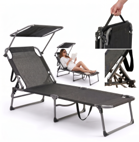 Leżak ogrodowy Osaka składany z daszkiem