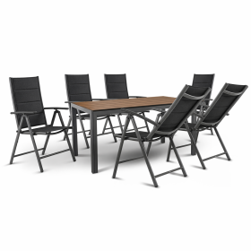 ZESTAW OGRODOWY MEBLE OGRODOWE POLA STÓŁ KRZESŁA ALUMINIUM 6 osobowy