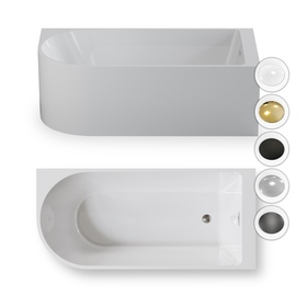 Wanna wolnostojąca przyścienna NAROŻNA PORTO PRAWA 170 x 80 x 58 cm biała system przelewowy boczny