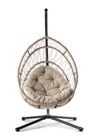 Fotel Wiszący do OGRODU Vega Czerń/ Szary Beż Huśtawka Wolnostojący