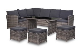 Zestaw Mebli Ogrodowych Natalia Zestaw Ogrodowy z technorattanu Narożnik Stolik Pufy 