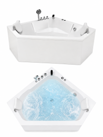 Wanna Łazienkowa RIMINI z Hydromasażem  150 x 150 cm wolnostojąca Akrylowa Jacuzzi Narożna
