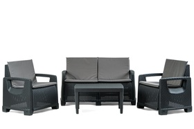 Zestaw Ogrodowy Paradiso Sofa stolik 2 fotele Antracyt