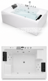  Wanna Łazienkowa z Hydromasażem  Mentona 180 x 120 cm wolnostojąca Akrylowa LED Jacuzzi SPA kompletna