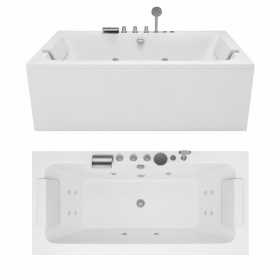 Wanna Łazienkowa Genua z Hydromasażem  170 x 80 cm wolnostojąca Akrylowa Jacuzzi
