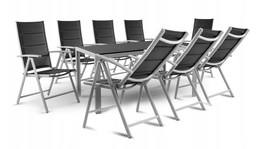Zestaw mebli ogrodowych Pola stół + 8 krzeseł rozkładanych aluminium