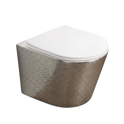 Miska WC wisząca Corciano Optimo Pro Platinium Platynowy Strukturalny z Białą Deską 49x37 cm