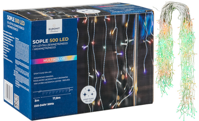 Sople 500 LED 10% efekt flesh  dodatkowe gniazdo MULTIKOLOR