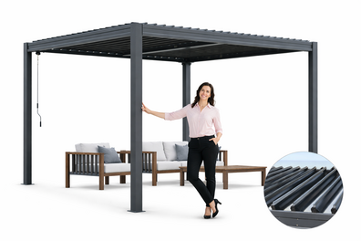 Pergola Altana Tarasowa Antracytowa z otwieranym dachem ALUMINIOWA 3x4m Corciano