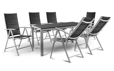 Zestaw mebli ogrodowych Pola stół + 6 krzeseł rozkładanych aluminium