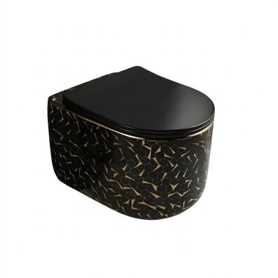 Miska WC Wisząca Corciano Nexa Midnight Gold Czarno-Złota Mozaika 52x37x30 cm