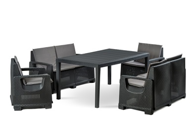 Zestaw Mebli Ogrodowych NAPOLI MINI 6 Rattan Antracyt Zestaw Mebli Ogrodowych NAPOLI MINI 6 Rattan Antracyt