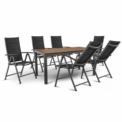 ZESTAW OGRODOWY MEBLE OGRODOWE POLA STÓŁ KRZESŁA ALUMINIUM 6 osobowy