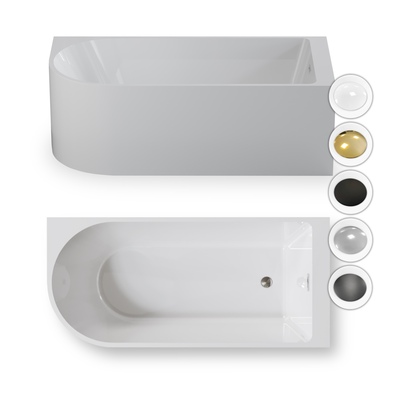 Wanna wolnostojąca przyścienna NAROŻNA PULA PRAWA 170 x 80 cm biała system przelewowy Wanna wolnostojąca przyścienna NAROŻNA PULA PRAWA 170 x 80 cm biała system przelewowy