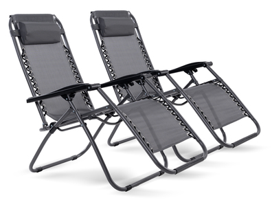 KOMPLET 2szt Leżak Plażowy Ogrodowy Składany Zero Gravity Antracyt KOMPLET 2szt Leżak Plażowy Ogrodowy Składany Zero Gravity Antracyt