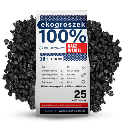 Ekogroszek workowany paleta 500 kg węgiel (20 worków x 25 kg)