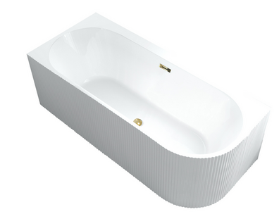 Wanna wolnostojąca przyścienna NAROŻNA PULA Lewa Prążkowana 170 x 75 x 58 cm biała system przelewowy Wanna wolnostojąca przyścienna NAROŻNA PULA Lewa Prążkowana 170 x 75 x 58 cm biała system przelewowy