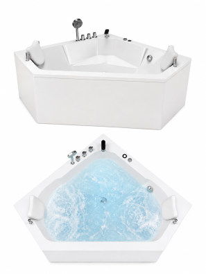 Wanna Łazienkowa RIMINI z Hydromasażem  150 x 150 cm wolnostojąca Akrylowa Jacuzzi Narożna