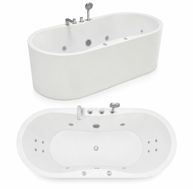 Wanna Łazienkowa Ferrara z Hydromasażem  170 x 80 cm wolnostojąca Akrylowa Jacuzzi