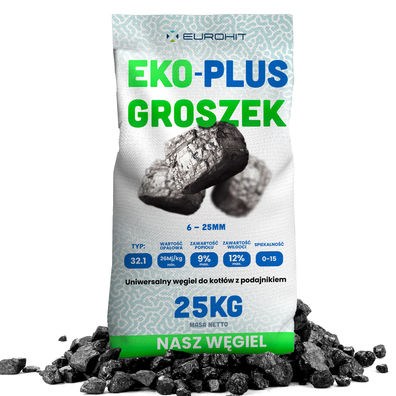 Ekogroszek EKO-PLUS paleta 1000 kg węgiel workowany (40 worków x 25 kg) Ekogroszek EKO-PLUS paleta 1000 kg węgiel workowany (40 worków x 25 kg)