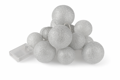 Kulki świąteczne dekoracja świetlna na baterie  SREBRNE