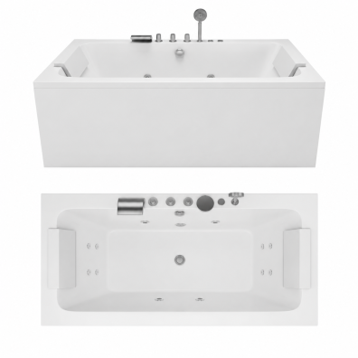 Wanna Łazienkowa Genua z Hydromasażem  170 x 80 cm wolnostojąca Akrylowa Jacuzzi