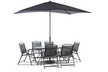 Meble ogrodowe - Kompletny Zestaw Ogrodowy Risari, Stół 160cm plus 6 krzeseł, parasol Składany (1)