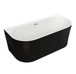 Wanny wolnostojące - Wanna wolnostojąca przyścienna 170 x 80 cm biała system przelewowy Pari Czarna (5)