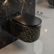 Miski WC - Miska WC Wisząca Corciano Nexa Midnight Gold Czarno-Złota Mozaika 52x37x30 cm (2)
