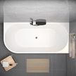 Wanny wolnostojące - Wanna wolnostojąca przyścienna NAROŻNA PULA PRAWA 170 x 80 cm biała system przelewowy centralny (6)