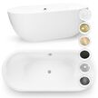 Wanny wolnostojące - Wanna wolnostojąca 150 x 75 cm biała owalna akrylowa + syfon BARI (1)