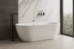 Wanny wolnostojące - Wanna wolnostojąca 150 x 75 cm biała owalna akrylowa + syfon BARI (3)