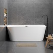 Wanny wolnostojące - Wanna Pari 150 x 75 cm wolnostojąca przyścienna biała system przelewowy (6)