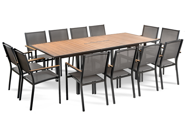 Zestawy mebli - Zestaw ogrodowy PREMIUM, stół TERY z krzesłami BARCELONA 12 osobowy, 100 procent aluminium (1)