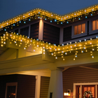 Lampki choinkowe - Lampki Sople Zewnętrzne 500LED FLASH 18M Białe Ciepłe EUROHIT Christmas (14)