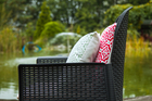 Krzesła ogrodowe - Fotel ogrodowy Folia Antracyt szara poduszka rattan (2)