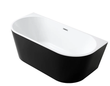 Wanna wolnostojąca przyścienna 170 x 80 cm biała system przelewowy Pari Czarna