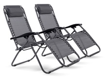 Komplet  2szt Leżak Plażowy Ogrodowy Składany Zero Gravity Antracyt