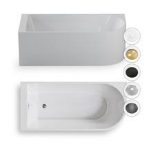 Wanna wolnostojąca przyścienna NAROŻNA PORTO LEWA 170 x 80 x 58 cm biała system przelewowy boczny