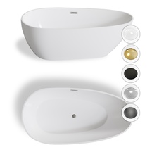 Volně stojící akrylátová vana Gullfoss 170 × 75 cm, bílá, s přepadovým systémem