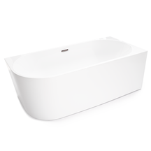 Wanna wolnostojąca przyścienna NAROŻNA PULA PRAWA 170 x 80 cm biała system przelewowy centralny