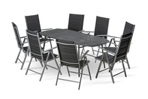 Zestaw mebli ogrodowych Pola Many Bergen stół + 8 krzeseł rozkładanych z aluminium