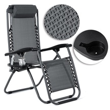  Leżak Plażowy Ogrodowy Składany Zero Gravity  Stoliczek Antracyt