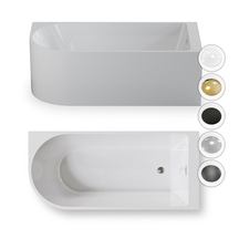 Wanna wolnostojąca przyścienna NAROŻNA PORTO PRAWA 170 x 80 x 58 cm biała system przelewowy boczny